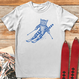 Puss On Planks T Shirt Gift For Skier