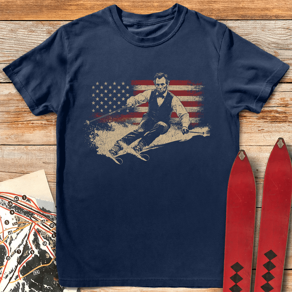 Lincoln Ski Flag T Shirt Gift For Skier