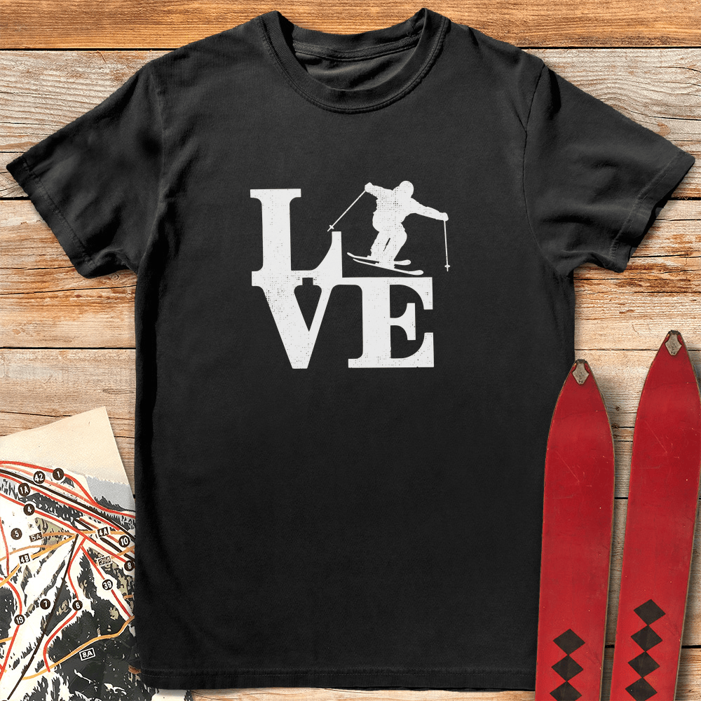 Love Sign Ski T Shirt Gift For Skier