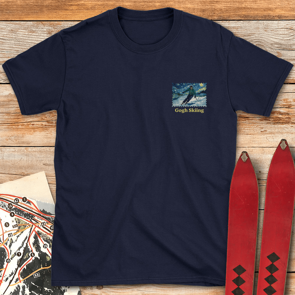 Gogh Skiing Pocket T Shirt Gift For Skier