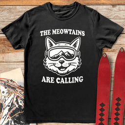 Meow Cat T Shirt Gift For Skier