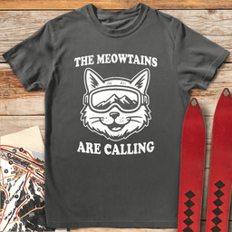 Meow Cat T Shirt Gift For Skier