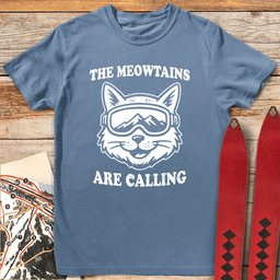 Meow Cat T Shirt Gift For Skier