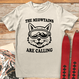 Meow Cat T Shirt Gift For Skier