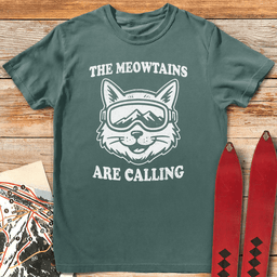 Meow Cat T Shirt Gift For Skier