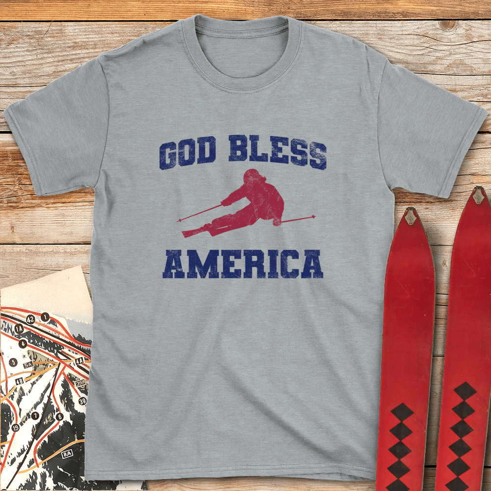 God Bless America Ski T Shirt Gift For Skier
