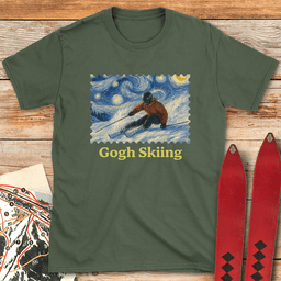 Gogh Skiing Lady T Shirt Gift For Skier