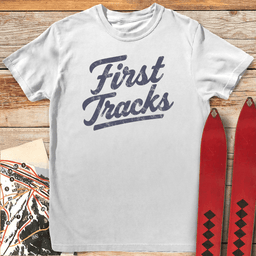 First Tracks T Shirt Gift For Skier