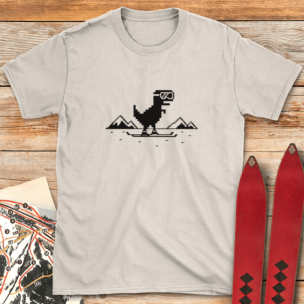 Dino Shredder T Shirt Gift For Skier