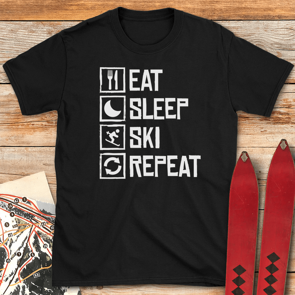 Eat Sleep Ski Repeat T Shirt Gift For Skier