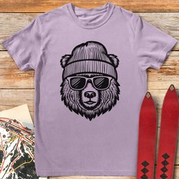 Cool Bear T Shirt Gift For Skier