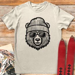 Cool Bear T Shirt Gift For Skier
