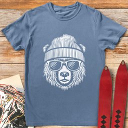 Cool Bear T Shirt Gift For Skier