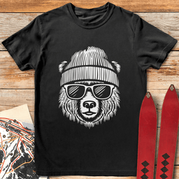 Cool Bear T Shirt Gift For Skier