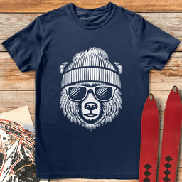 Cool Bear T Shirt Gift For Skier