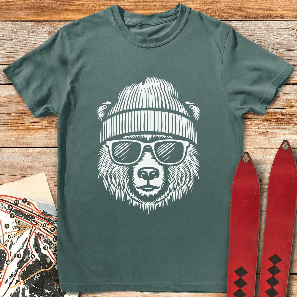 Cool Bear T Shirt Gift For Skier