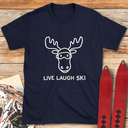 Live Laugh Ski Moose T Shirt Gift For Skier
