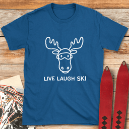 Live Laugh Ski Moose T Shirt Gift For Skier