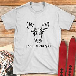 Live Laugh Ski Moose T Shirt Gift For Skier