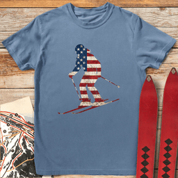 First Tracks USA T Shirt Gift For Skier