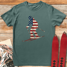 First Tracks USA T Shirt Gift For Skier