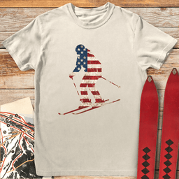 First Tracks USA T Shirt Gift For Skier