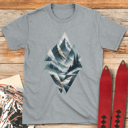 Geo Mountains T Shirt Gift For Skier