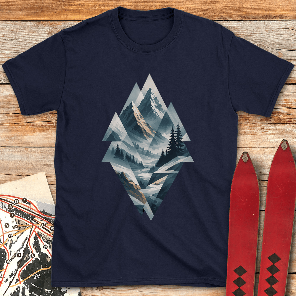 Geo Mountains T Shirt Gift For Skier