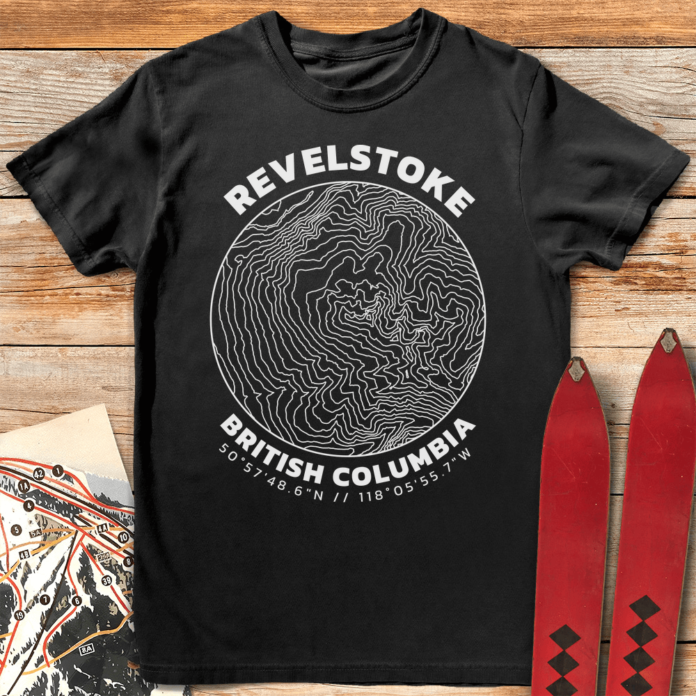 Revelstoke Topo Map T Shirt Gift For Skier