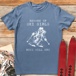 Girls Ski Boys Cry T Shirt Gift For Skier