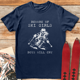 Girls Ski Boys Cry T Shirt Gift For Skier