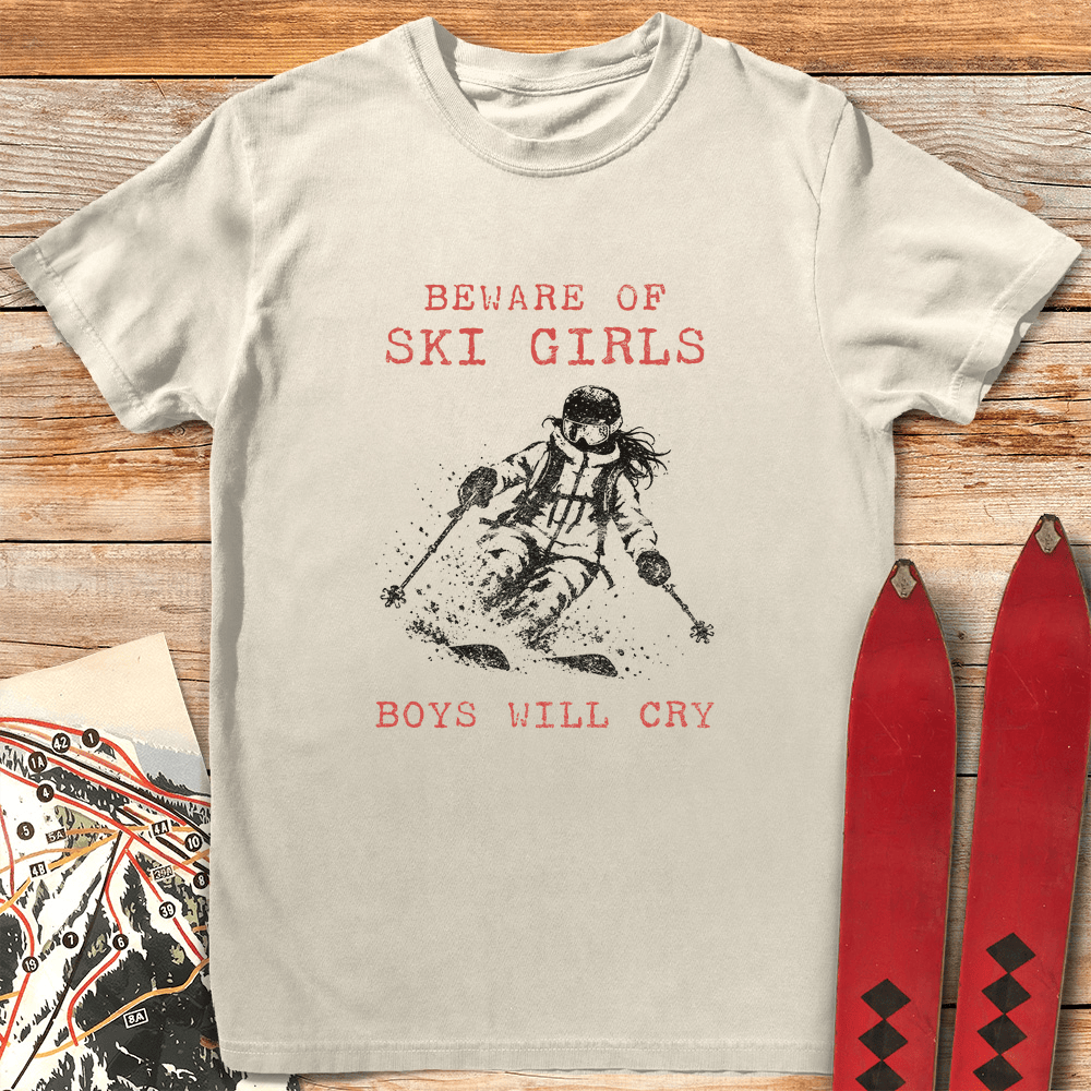 Girls Ski Boys Cry T Shirt Gift For Skier