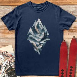 Geo Mountains T Shirt Gift For Skier