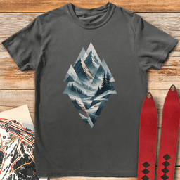 Geo Mountains T Shirt Gift For Skier