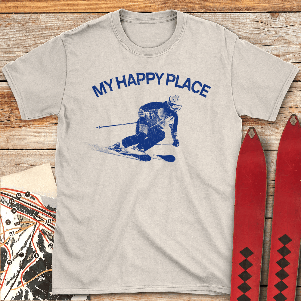 My Happy Place T Shirt Gift For Skier