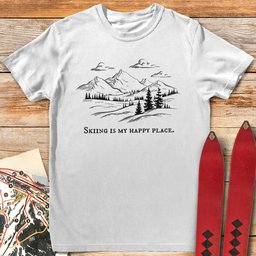 My Happy Place T Shirt Gift For Skier
