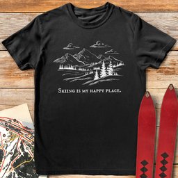 My Happy Place T Shirt Gift For Skier