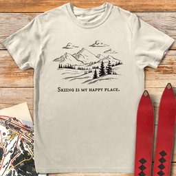 My Happy Place T Shirt Gift For Skier