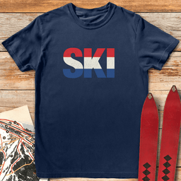 Classic Ski Stripes T Shirt Gift For Skier
