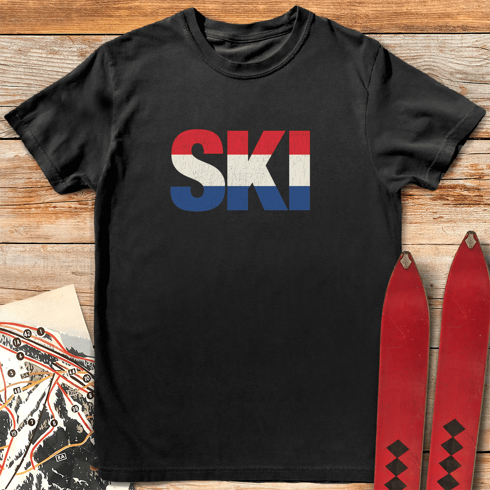 Classic Ski Stripes T Shirt Gift For Skier