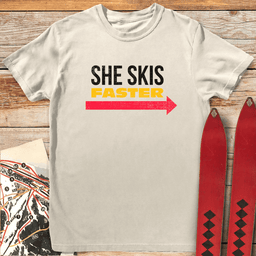 She Skis Faster T Shirt Gift For Skier
