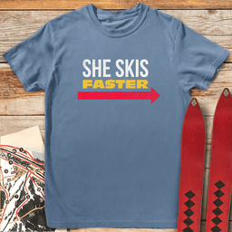 She Skis Faster T Shirt Gift For Skier