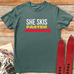 She Skis Faster T Shirt Gift For Skier