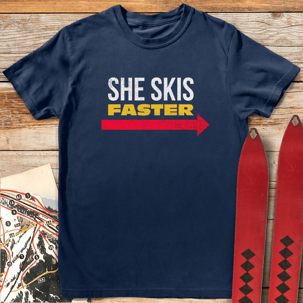 She Skis Faster T Shirt Gift For Skier
