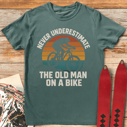Old Man Biker T Shirt Gift For Skier