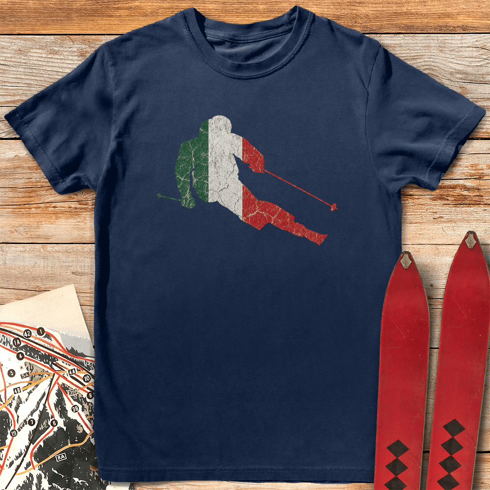 Italian Ski Flag T Shirt Gift For Skier