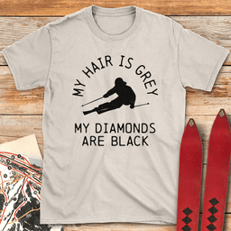 Grey Hair Black Diamonds T Shirt Gift For Skier