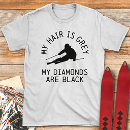Grey Hair Black Diamonds T Shirt Gift For Skier