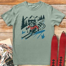 Rascall Racoon Skier T Shirt Gift For Skier