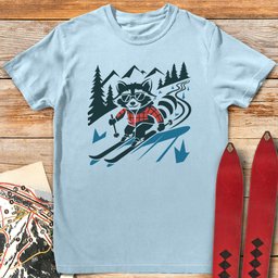 Rascall Racoon Skier T Shirt Gift For Skier